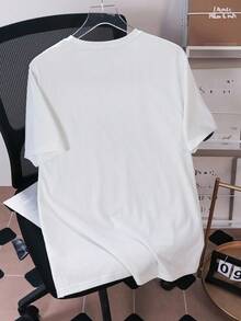 Betty Boop x SHEIN Men's Casual Letter & Cartoon Graphic Knit Short Sleeve T-Shirt, Summer - White - View 2