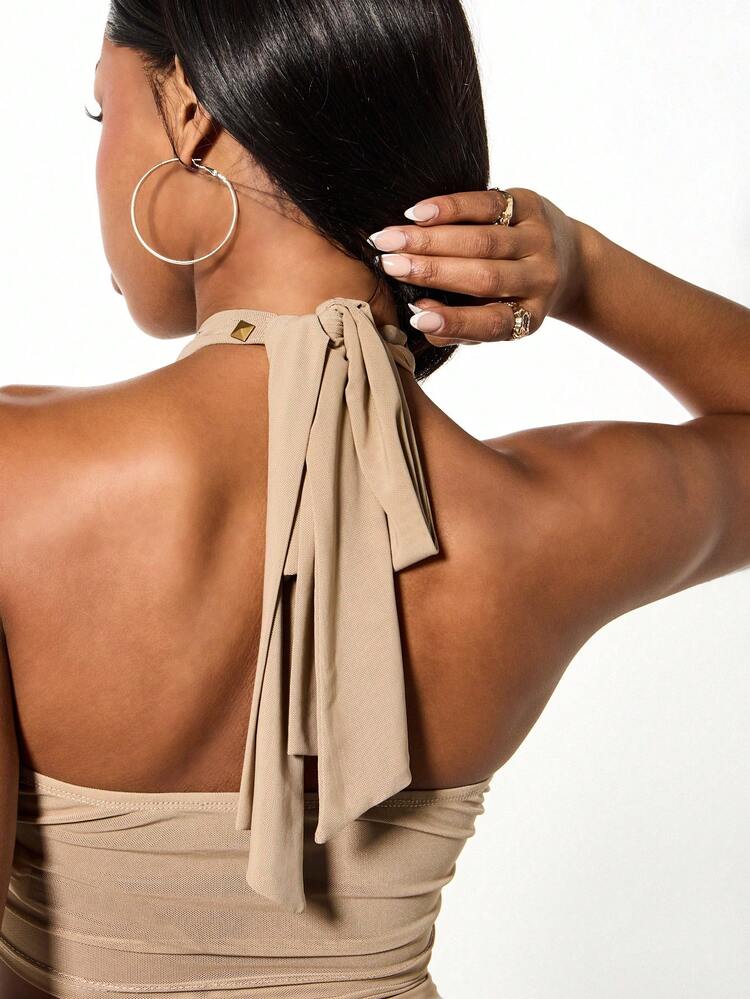 SUMWON WOMEN Studded Halter Bandeau With Tie Details