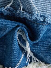 Manfinity Denimwave 男士街头时尚休闲印花喇叭牛仔裤，男士水钻喇叭裤，圣诞节 - 藍色 - 查看 10