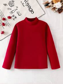 Genkimix Kids Set de 3 camisetas de manga larga con cuello alto acanalado para niñas preadolescentes, tops versátiles para otoño/invierno - Multicolor - Ver 3