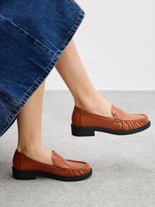 CUCCOO BIZCHIC Women's Casual Slip-On Flat Athletic Sneakers For Christmas - Brown - View 4