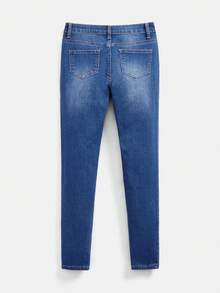 2件套青少年男童时尚休闲Y2K复古酷炫街头返校学院风简约镂空破洞磨边基本款舒适蓝黑弹力修身牛仔裤柔软日常穿着秋冬派对居家街头风做旧牛仔裤 - 彩色 - 查看 3