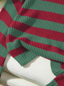 EMERY ROSE Casual Contrast Stripe Dropped Shoulder Sweater, Autumn Fall Sweater Knit Sweater Women Sweater Striped Sweater Striped Long Sleeve - Multicolor - View 3