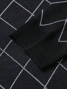 Manfinity Mode Plus Size Men's Plaid Turtleneck Long Sleeve Casual Sweater, Autumn/Winter Men Turtle Neck Men's Sweater - Multicolor - View 6