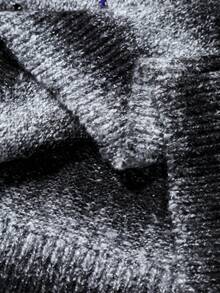 Manfinity CasualKnits 男士休闲时尚街头渐变条纹图案半拉链翻领超大宽松彩色水钻装饰毛衣，秋冬 - 黑色 - 查看 8