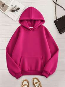 Conjunto de 3 piezas, set de 3 piezas, sudadera básica capucha hoodie lisa dama mujer casual manga larga bolsa canguro puños diario calientita suave cómoda moderna juvenil - Gris, rosa y azul - Ver 3