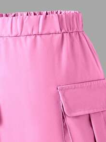 SHEIN Explorewe 两件套休闲时尚春秋冬女童短袖连衣裙套装，可爱小熊和埃菲尔铁塔图案设计，短袖圆领T恤搭配淡粉色工装裙，舒适的短袖圆领T恤和打底裤，适合春夏穿着，时尚休闲，街头风，户外野餐，上学，聚会，礼物 - 彩色 - 查看 6