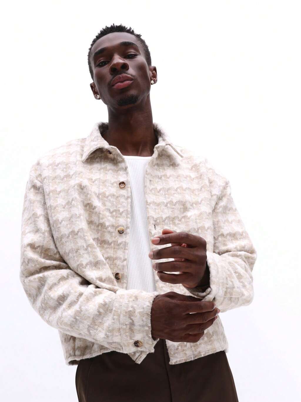 Jacquard Overshirt With Button Down