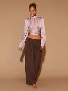 COSMINA Damen elegante Bluse mit Rüschen, Cut-Out, vielseitig für Büro und Alltag Outfit, Herbst/Winter - Altrosa - Übersicht 3