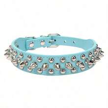PETSIN Collar de perro con picos, collar de perro de cuero sintético remachado, collar de perro ajustable, adecuado para paseos al aire libre - Multicolor - Ver 21