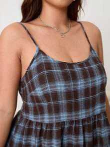 Solflare New Casual Slip Dress With Ruffle Hem, Suitable For Outing, Daily, Party, Commute, Back To School, Date, Home, Birthday Party And Multiple Occasions, Cotton Blend, Plus Size - Multicolor - View 5