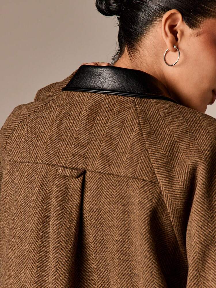 Twill Bomber Jacket With Contrast Collar