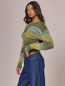 MUSERA Cinched Waist Stripe Button Through Cardigan Autumn Winter Cottage Core Cute Cosy Holidays Country Calling - Multicolor - View 3