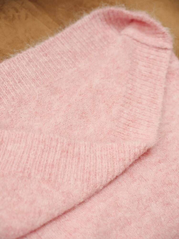 Elegant Solid Color Knitted High-Density Sequin 3D Floral Casual Crew Neck Women Knit Pullover, Suitable For Autumn, Winter, Going Out, Formal, Party, Fashionable, New Year, Christmas, Work, Graduation, Wedding