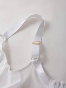 DesireSculpt 1pc Plus Size Lace Patchwork Wireless Bra - White - View 6