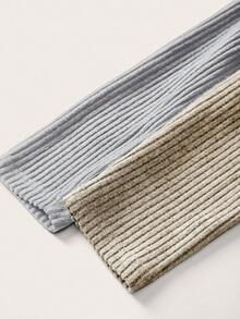 SHEIN EZwear 2Pcs Women's Two-Tone Knit Leggings,Autume / Winter - Multicolor - View 6