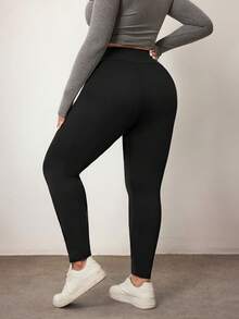 Enliva 3 Packs Women's Plus Size Leggings, Comfortable And Smooth For Yoga, Fitness And Cycling, And Everyday Wear, For Apple Rounded Body Shape, For Body Shape, For Summer - Black - View 3