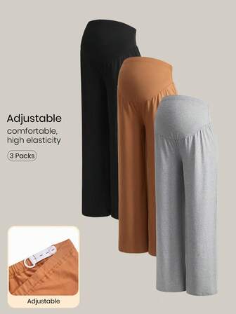 Modmama Pantalones acampanados de cintura alta de unicolor para maternidad