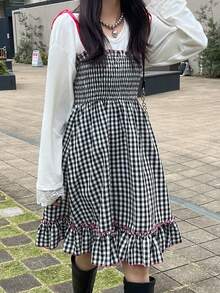 FRIFUL Women's Casual Plaid Ruffle Hem Camisole Dress - Multicolor - View 8