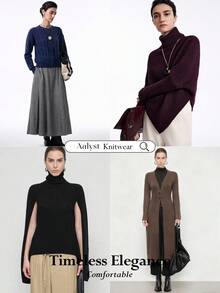 SHEIN Stylify 女士秋冬复古斯德哥尔摩风格印花套头毛衣，优雅百搭，适合约会、工作、办公室、商务休闲等场合，红色交叉羊毛混纺针织上衣 - 紅色 - 查看 13