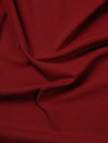 Manfinity Dauomo Áo thun nam cổ lọ tay raglan màu trơn, dáng ôm - Màu Đỏ Sâu - Xem 4