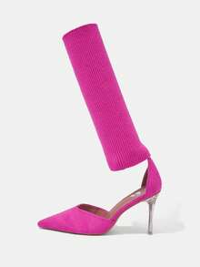 Sweet Style Pink Elastic Comfortable High Heel Boots For Spring And Summer - Pink - View 2