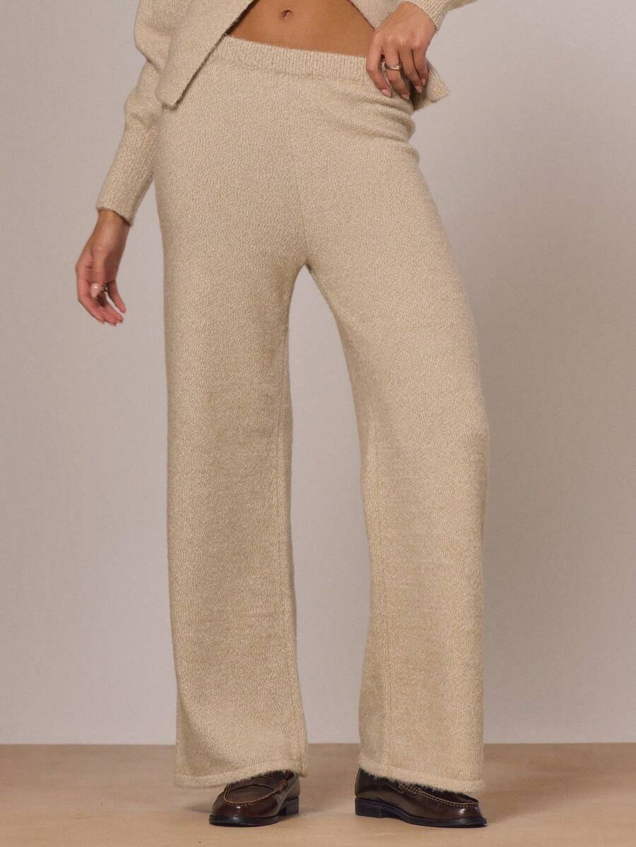 MUSERA Pantalon à jambes larges avec taille élastique, style cottage d'hiver, mignon et confortable, idéal pour les vacances à la campagne - Camel - Voir 1