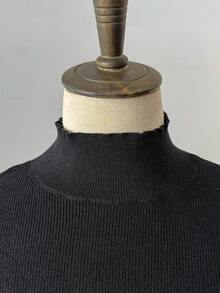 Manfinity Hypemode Men's Solid Color Basic Sweater, For Fall Winter - Black - View 4