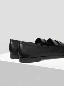 MOTF Zapatos planos de mujer de piel de poliuretano, casuales, cómodos y versátiles - Negro - Ver 8