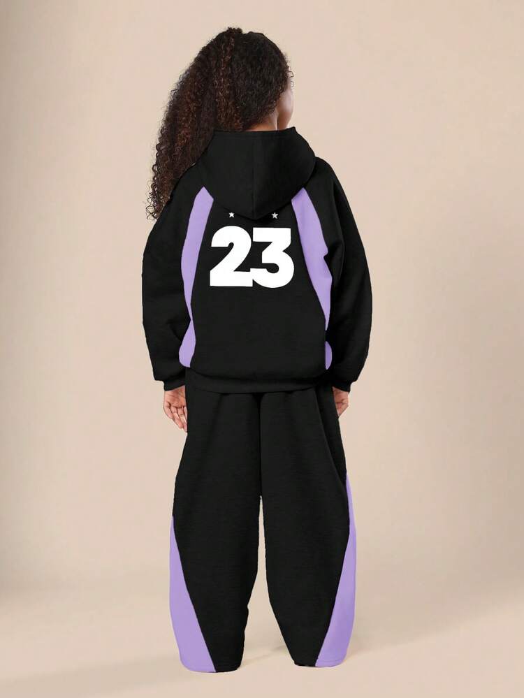 Kapuzenpullover-Set mit farblich abgesetzten Einsätzen