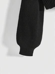 ROMWE Goth Suéter feminino de gola alta em estilo gótico palaciano com bordados de coração, gema, gota de cristal e estrela. - Preto - Ver 4