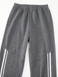 SHEIN Explorewe Quần nỉ sọc rút eo thường ngày cho bé trai tuổi teen, thích hợp mặc khi đi chơi, chơi thể thao và đi học vào mùa thu đông - Nhiều màu - Xem 7