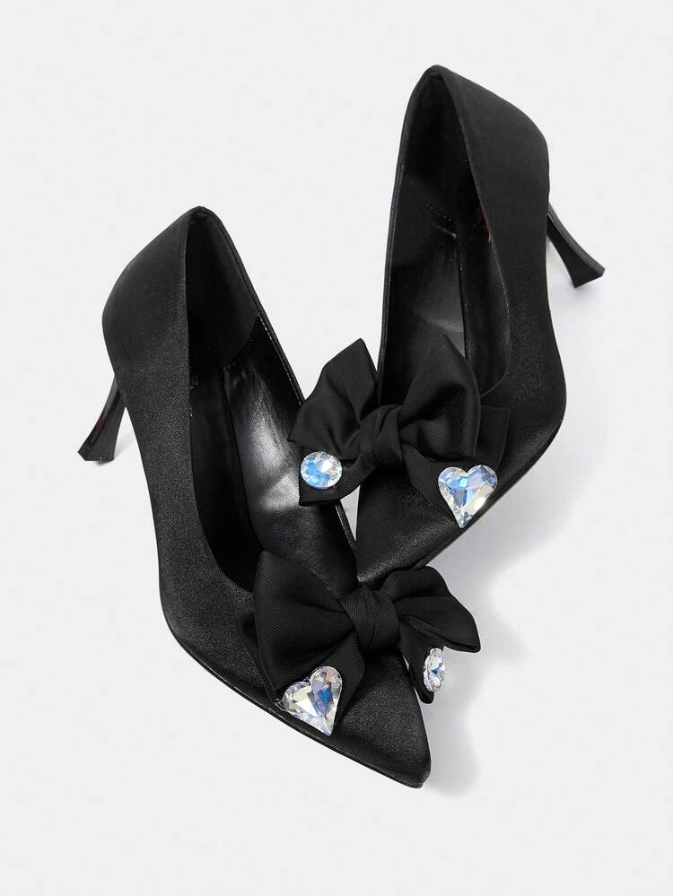Women's Bow Knot High Heel Shoes, Pointed Toe And Thin Heel Design, Versatile For Daily Wear