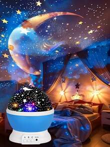 1个梦幻水晶星光灯，星空投影仪，浪漫旋转，水晶星旋转灯，360°自动旋转LED夜灯，USB供电，亮度可调，卧室装饰，星空银河星月投影仪/卧室夜灯投影仪/极光波浪投影仪/星空投影仪，USB供电，适用于家居房间装饰/客厅装饰/天花板装饰 - 彩色 - 查看 3