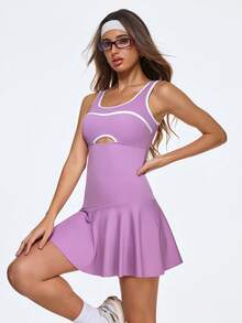 SHEIN Dewbera Robe de yoga pour femmes avec ourlet à volants - Parme - Voir 5