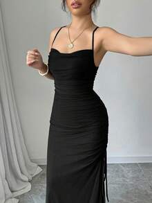 Women Long Dresses - Black - View 3