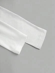 SHEIN EZwear 2件套女士白色高领紧身长袖打底T恤套装，秋冬季 - 白色 - 查看 7