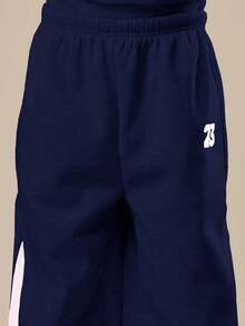 Bộ áo hoodie và áo nỉ phối màu xanh navy dành cho bé gái tuổi teen của SUMWON, với chi tiết phối màu hồng ở hai bên, thích hợp cho các hoạt động thường ngày và kỳ nghỉ. - Màu xanh hải quân - Xem 5