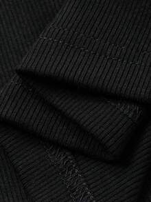 FRIFUL Women's Contrast Color Round Neck Hollow Shoulder Tie Bow Long Sleeve Slim Fit Versatile T-Shirt, Autumn/Winter - Black - View 8