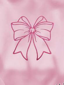 Resyla Fashionable Casual Bow Embroidered Crew Neck Sweatshirt For Women - Pink - View 3