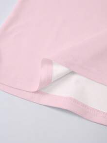 Resyla 女士粉色爱心印花宽松休闲撞色条纹圆领T恤 - 彩色 - 查看 3