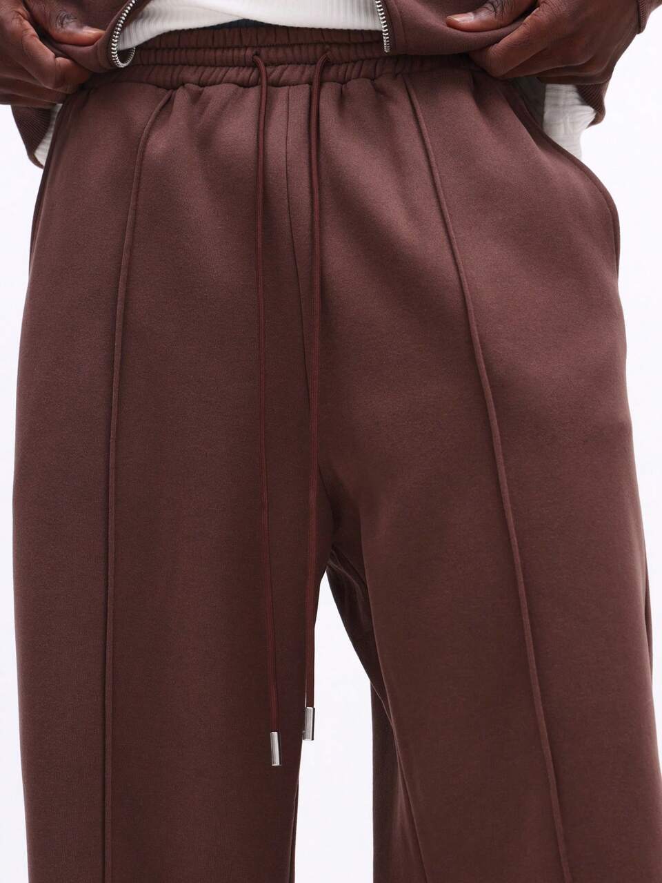 SUMWON Lässige Passform Reißverschluss Jacke und gerade geschnittene Jogginghose Set mit Kordelzug Taille für den lässigen Alltag