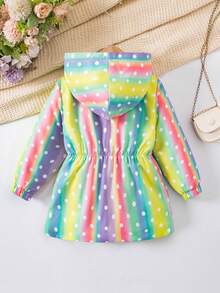 SHEIN 这款可爱独角兽彩色条纹连帽保暖外套，适合秋冬季穿着，可用于上学、户外活动、家庭聚会等场合，保暖舒适。 - 彩色 - 查看 2