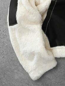 Claim Dot 男士时尚休闲针织抓绒拼接羊羔绒外套，拼接设计，舒适保暖面料，实用口袋，优雅拉链装饰，彰显个性风格，适合日常休闲穿着、户外活动、休闲运动、节日礼物、男友礼物，男女皆宜 - 米色 - 查看 5