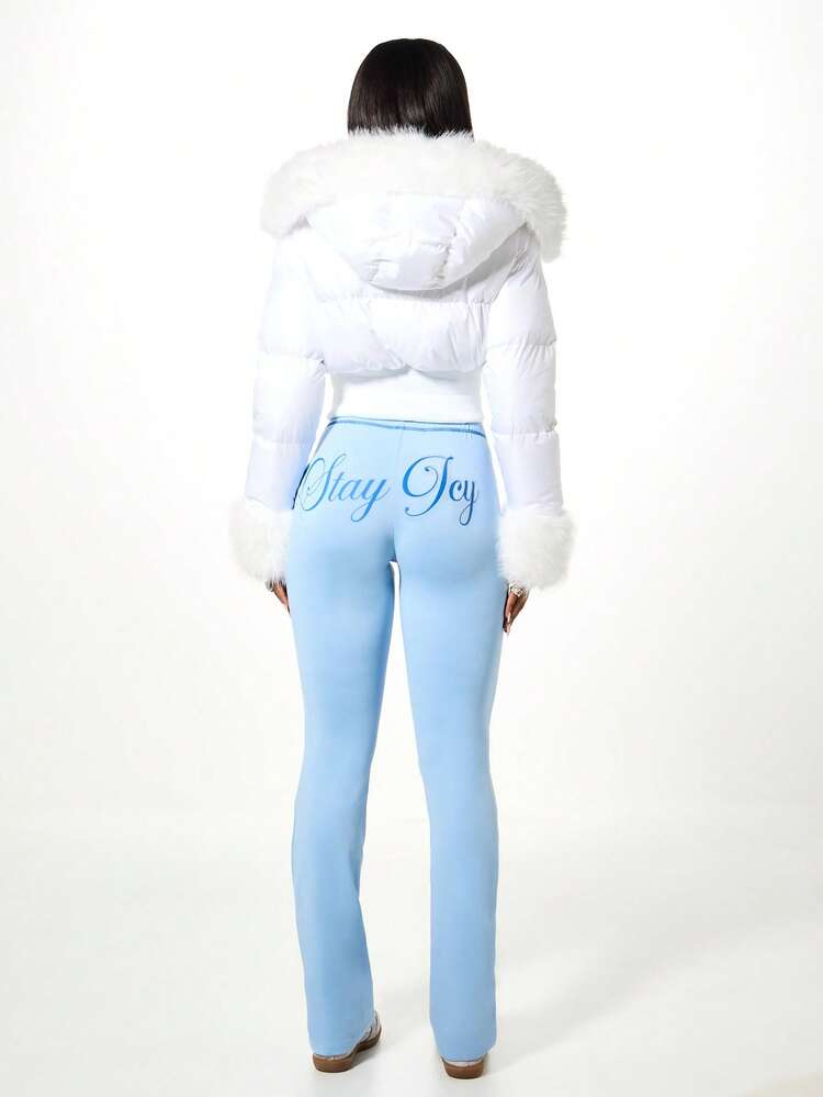 SUMWON WOMEN Christmas Stay Icy Graphic Flare Pants