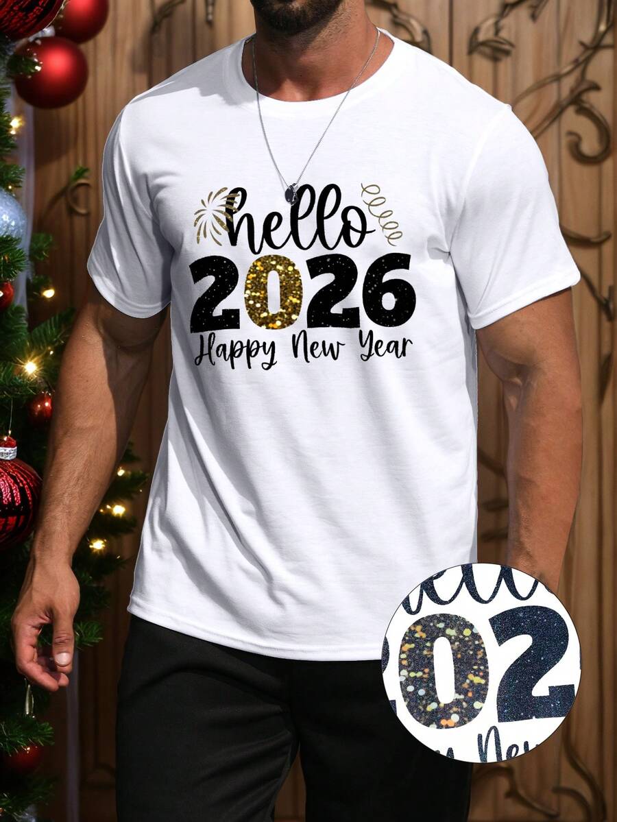 Manfinity Homme 男士休闲标语印花圆领短袖T恤 - 白色 - 查看 1