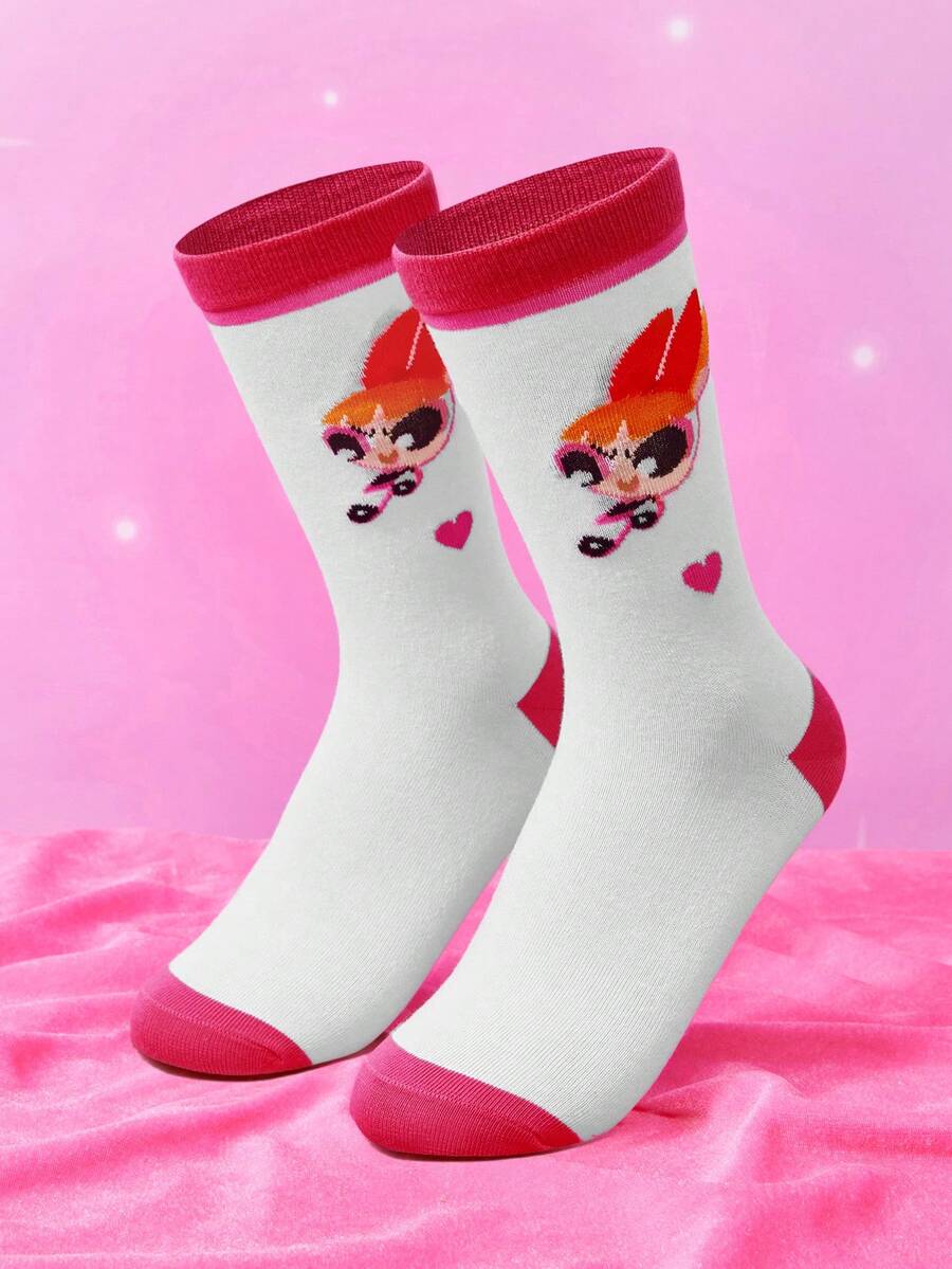 THE POWERPUFF GIRLS X SHEIN Women Crew Socks - Multicolor - View 1