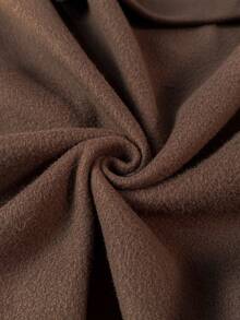 SHEIN EZwear 棕色卫衣 冬季圣诞节新年感恩节女士简约印花卫衣，长袖卫衣 - 咖啡棕 - 查看 5