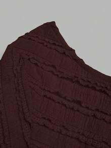 Sweetra Solid Color Flare Sleeve Slim Fit T-Shirt - Brown - View 6