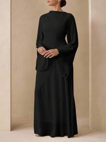 Modelyn Váy voan màu pastel thanh lịch dành cho nữ, phù hợp cho giáo viên, trở lại trường, cỡ lớn, mùa thu - màu đen - Xem 6